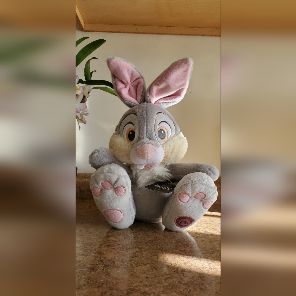 Disney Store Bambi Thumper Gray Bunny Rabbit 14" Plush Stuffed Animal NEW